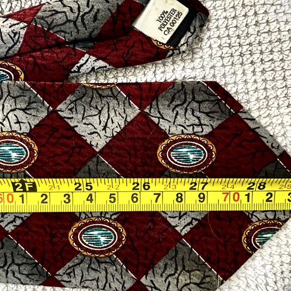 Protocol Red Checkered Design Classy Stylish Fashion Polyester Men's Neck Tie - Picture 4 of 5